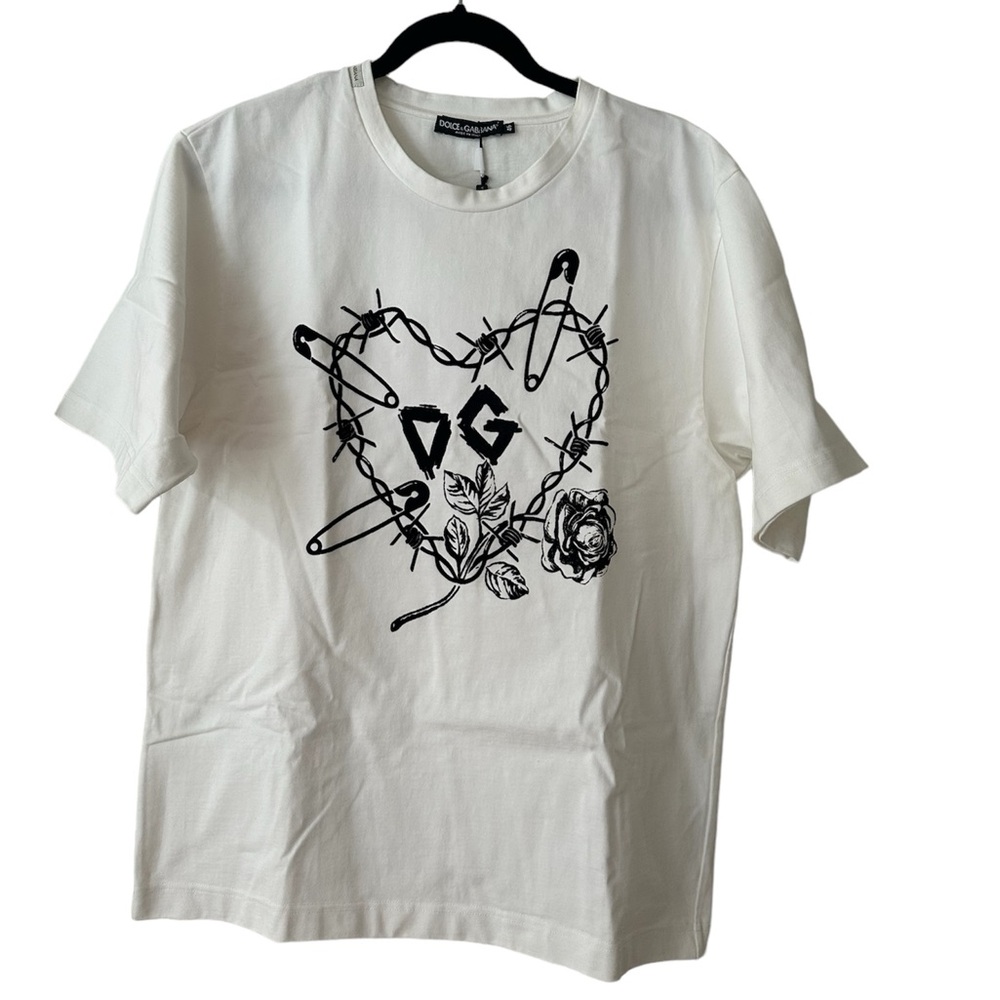 Dolce & Gabbana unisex velvet heart chain Tshirt